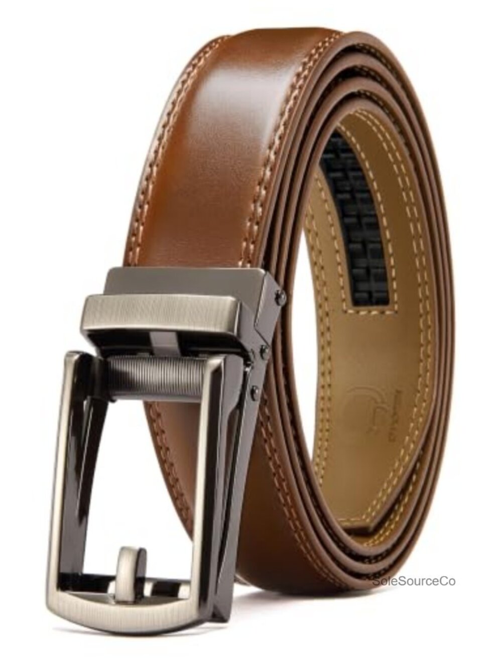 Mens Leather Ratchet Dress Belt 1.25" Comfort Click Adjustable